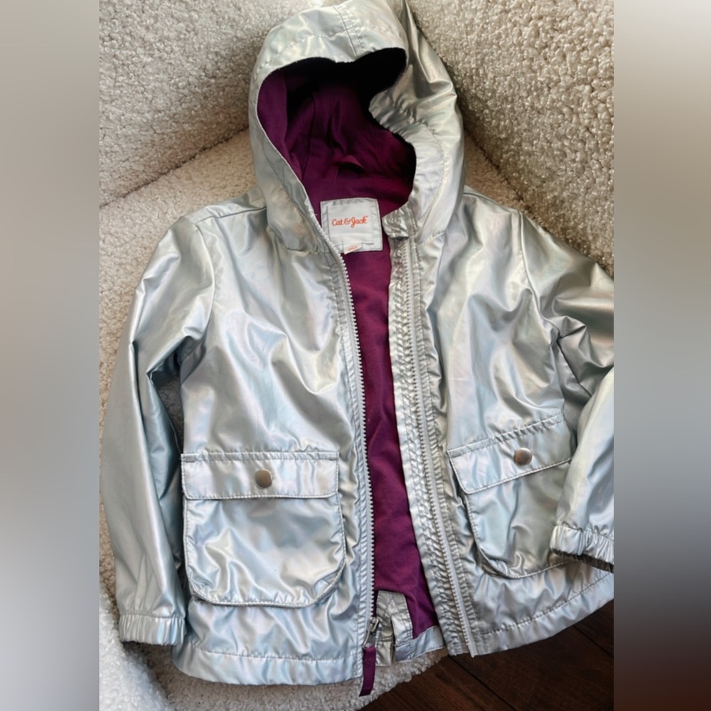 Cat & Jack silver rain jacket 4t